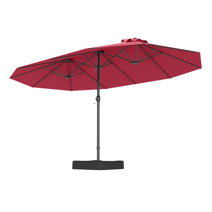 Double-Sided Patio Umbrella 470x285cm, UPF 50+, Stand