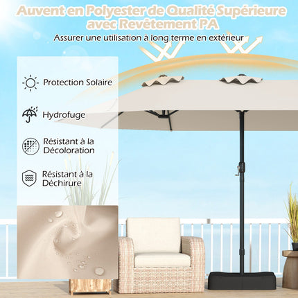Double-Sided Patio Umbrella With Stand, Crank, 470x285cm