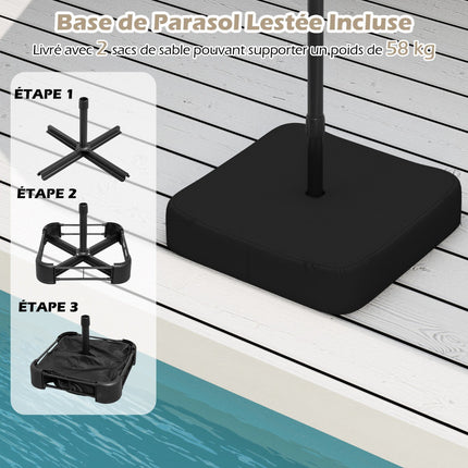 Double-Sided Patio Umbrella With Stand, Crank, 470x285cm
