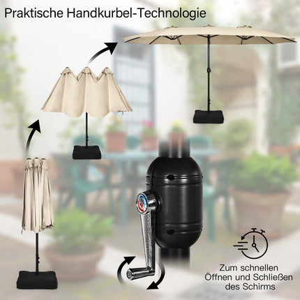 Double-Sided Patio Umbrella with Stand, Crank, UPF 50+