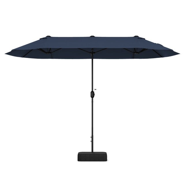 Double-Sided Patio Umbrella with Stand, UPF 50+, Dark Blue