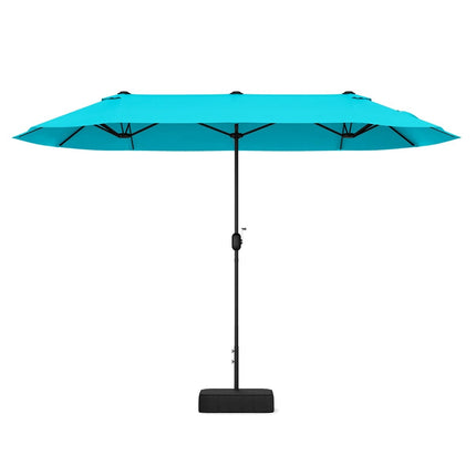 Double-Sided Patio Umbrella with Stand, UPF 50+, Turquoise