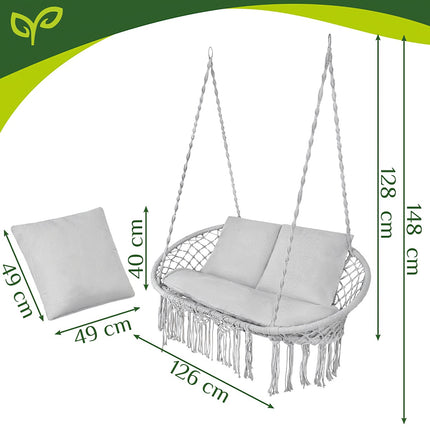 Double Stork's Nest Swing, 300kg Capacity, 3 Cushions