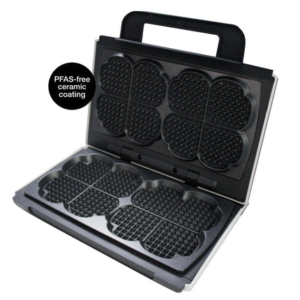Double Waffle Maker, White Ceramic Surface