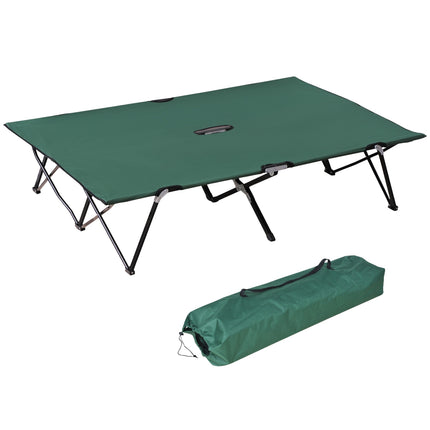 Double camping bed with carry bag, steel frame, 136 kg capacity