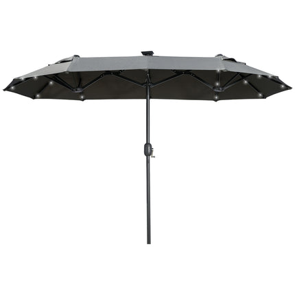 Double garden parasol, 295x219cm, windproof with LED & Tilt
