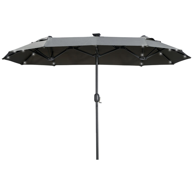 Double garden parasol, 295x219cm, windproof with LED & Tilt