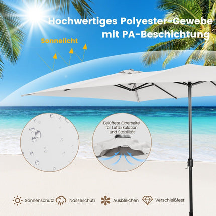 Double parasol 426 x 265 cm rectangular parasol UV protection beige