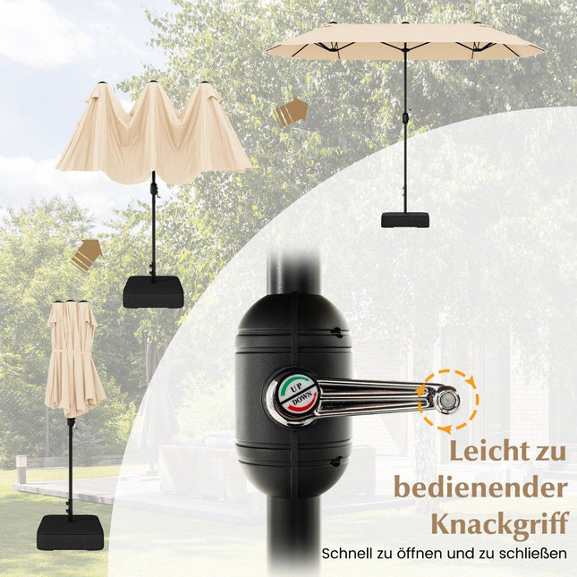 Parasol podwójny ze stojakiem 400 x 200 cm parasol duży XXL beżowy