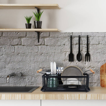 Drain stand with wooden handle