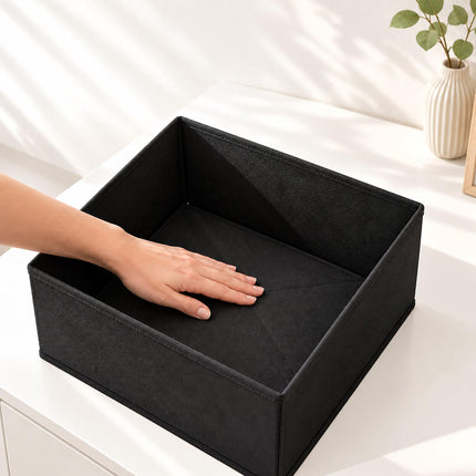 Drawer Organiser Boxes 16-Piece Set in 3 Sizes, Black, Non-Woven Fabric