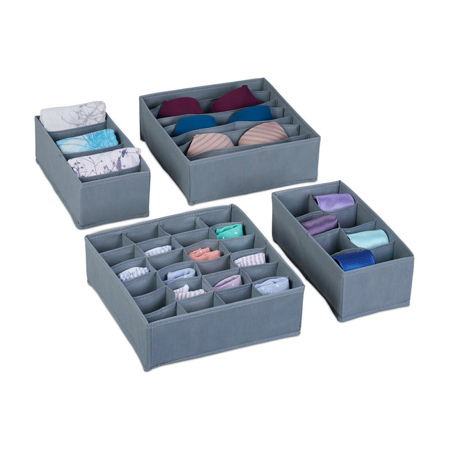 Lade-organizerset - 4-delige stoffen opbergdozen