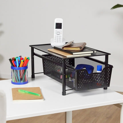 Drawer shelf with pull-out basket
