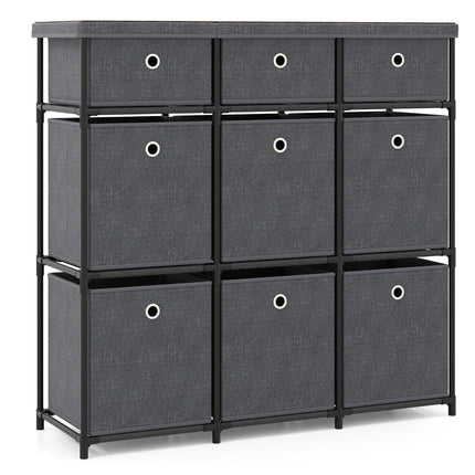Dresser with 9 Drawers, Metal Frame, 87x29x84 cm, Gray