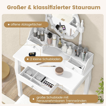 Dressing table with LED lighting adjustable brightness dressing table with 3 drawers white