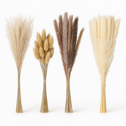 Dried Pampas Grass Set, 144 Pieces – Boho Decor