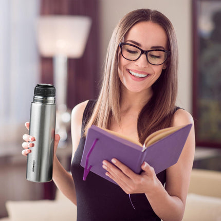 Drinking bottle in stainless steel 750 ml with cup