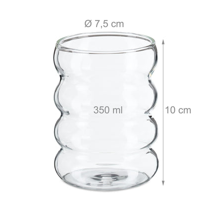 Drinking glasses in wave shape 4-pack