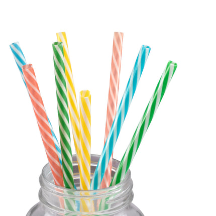 Drinking glasses with straws - set of 8