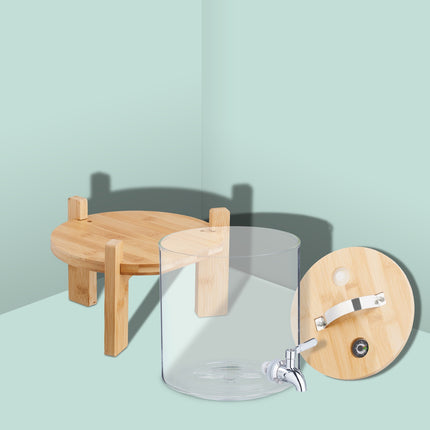 Drinks Dispenser with Tap, Bamboo Stand, Thermometer