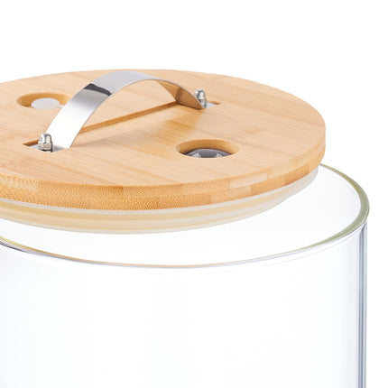Drinks Dispenser with Tap, Bamboo Stand, Thermometer