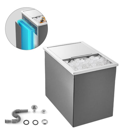 Drop-In Stainless Steel Ice Bin, 27.1L, Sliding Lid