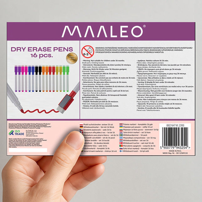 Dry-erase markers - set of 16 pcs. Maaleo 21647