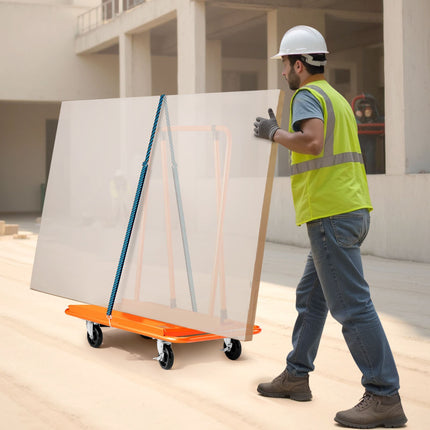 Drywall Cart Dolly, 816 kg, Steel, 4 Swivel Casters; Tie-Down Strap