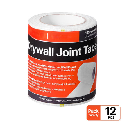 Drywall Mesh Tape, Self-Adhesive Fiberglass 150mm x 30m, 12 Rolls