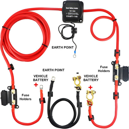 Dual Battery Isolator Kit, 12V 140A VSR, 2m Cable