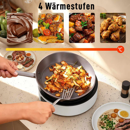Dual Ceramic Cooktop & Grill, 2000W, 4 Heat Levels, White