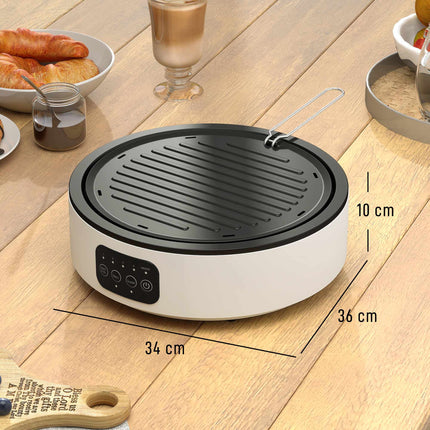 Dual Ceramic Cooktop & Grill, 2000W, 4 Heat Levels, White