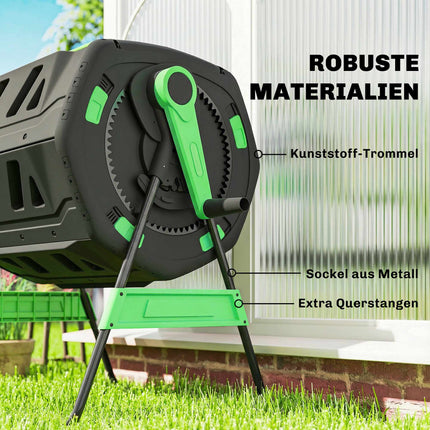 Dual Chamber Outdoor Compost Bin with Rotating Drum