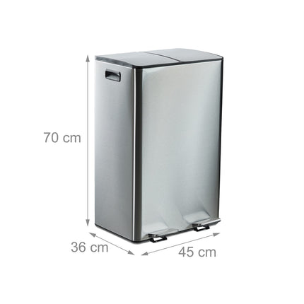 Dual Compartment 30L Kitchen Waste Bin with Foot Pedal