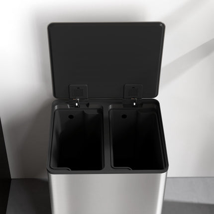 Dual Compartment 60L Stainless Steel Kitchen Bin