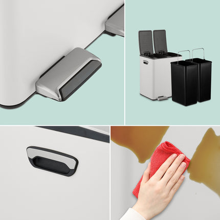 Dual Compartment Pedal Bin, 2x15L, Soft-Close