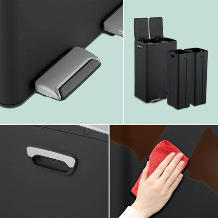 Dual Compartment Pedal Bin, 2x 30L Capacity