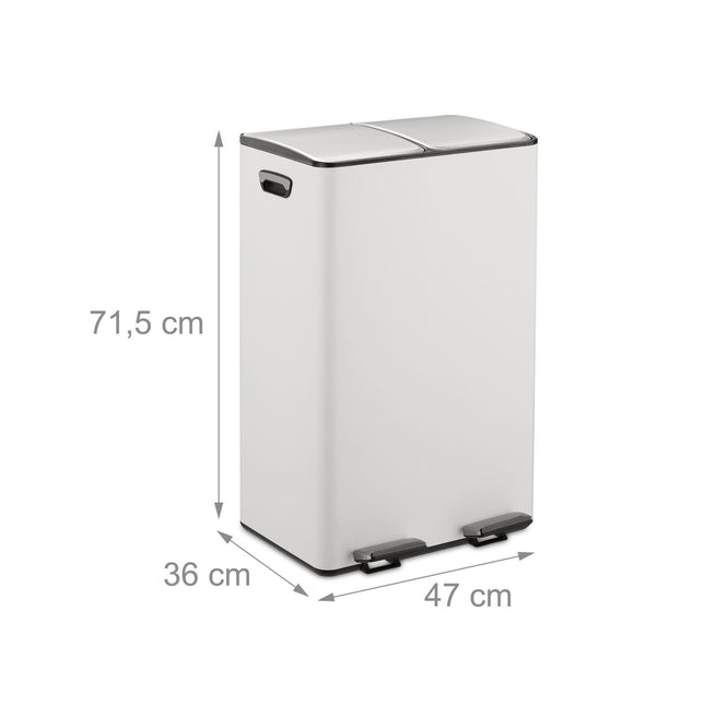 Kosz na śmieci z dwoma komorami i pedałem, pojemność 2 x 30 l