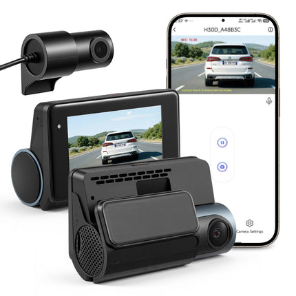 Dual Dash Cam 4K Front 1080P Rear, WiFi GPS