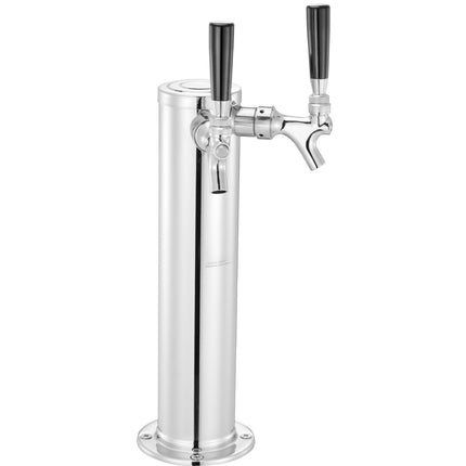 Dual Tap Draft Beer Tower, Stainless Steel, Self-Closing