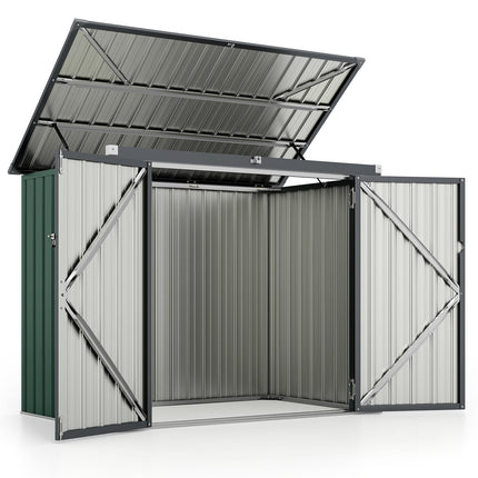Dual Trash Can Storage Shed, Galvanized Metal, 172x95.5x130 cm
