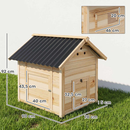 Duck House, Weatherproof, Two Entrances, 78 x 90 x 92 cm