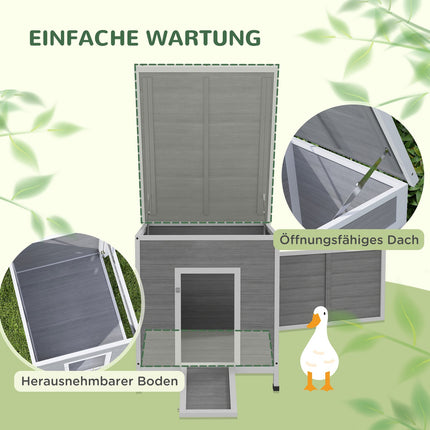 Duck House with Removable Roof and Floor, Fits 2-4 Ducks