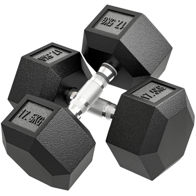 Dumbbell, 35 kg, Anti-Slip Grip, Black/Silver
