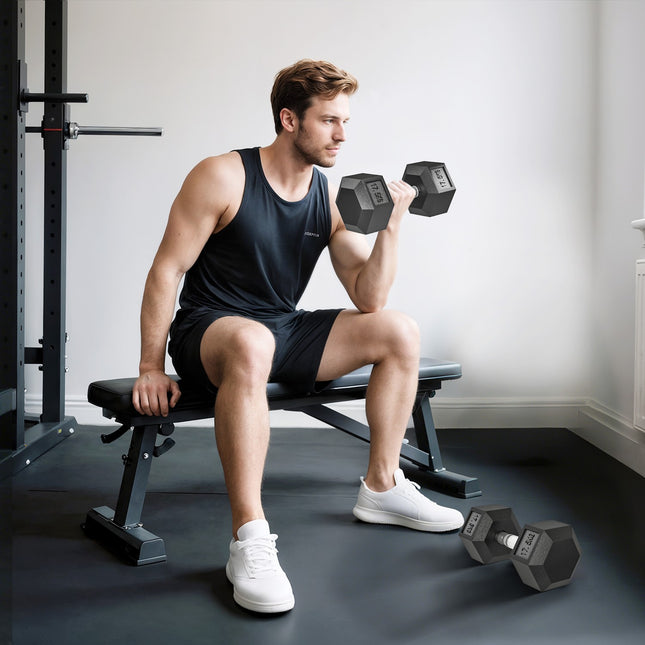 Dumbbell, 35 kg, Anti-Slip Grip, Black/Silver