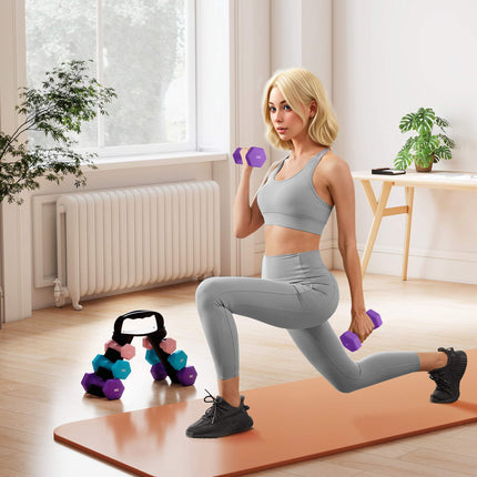 Dumbbell Set with Rack, 6 Weights: 1kg, 2kg, 3kg