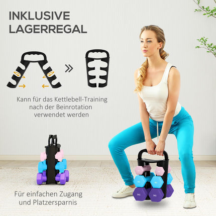 Dumbbell Set with Rack – 6 Weights: 2x1kg, 2x3kg, 2x5kg