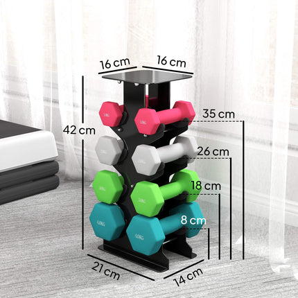 Dumbbell Set with Stand, 8 Weights, Non-Slip Grip