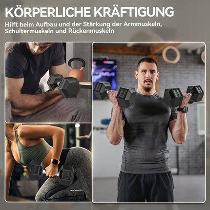 Dumbbells, Knurled Grip, Cast Iron, 2 x 12.5 kg
