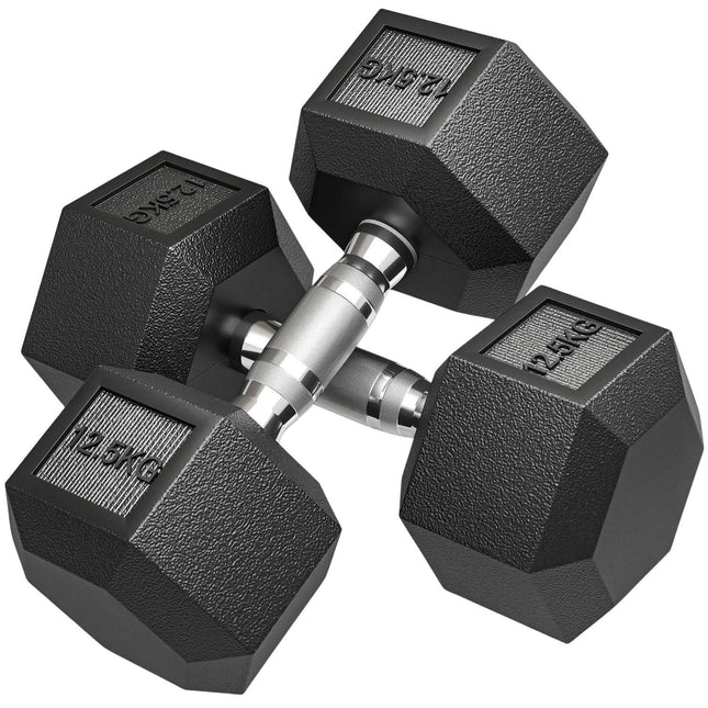 Dumbbells, Knurled Grip, Cast Iron, 2 x 12.5 kg